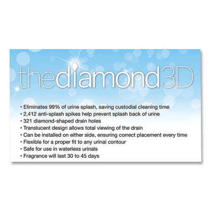 Big D Industries Diamond 3D Urinal Screen, Melon Mist Scent, Clear, 10-Pack, 6 Packs-Carton 062100
