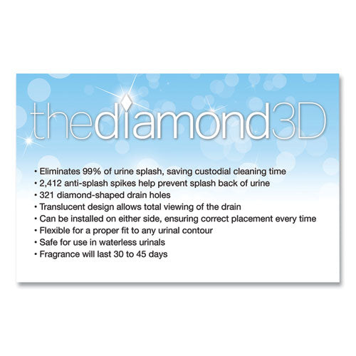 Big D Industries Diamond 3D Urinal Screen, Mountain Air Scent, Blue, 10-Pack, 6 Packs-Carton 062300