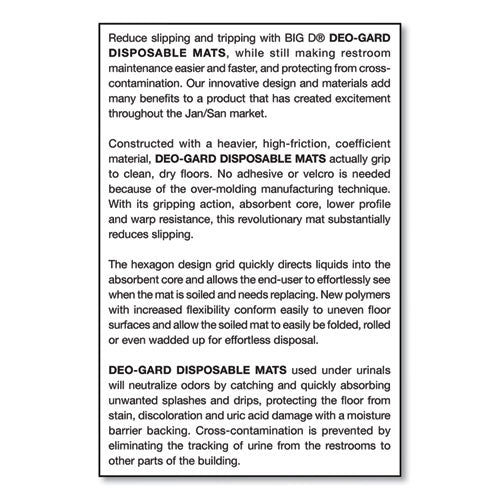 Big D Industries Deo-Gard Disposable Urinal Mat, Charcoal, Mountain Air, 17.5 x 20.5, 6-Carton 666800