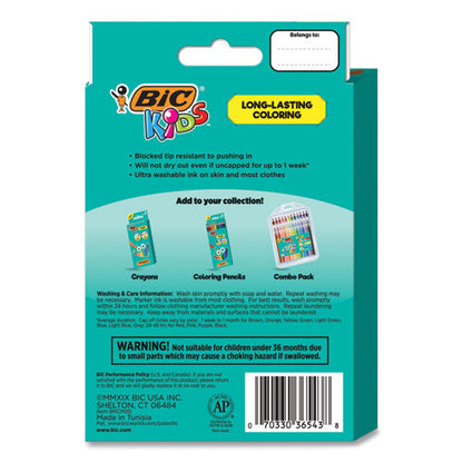 BIC Kids Ultra Washable Markers, Medium Bullet Tip, Assorted Colors, 20-Pack BKCM20AST