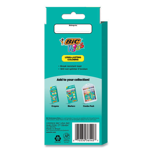 BIC Kids Coloring Pencils, 0.7 mm, HB2 (#2), Assorted Lead, Assorted Barrel Colors, 24-Pack BKCP24AST