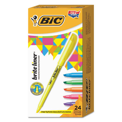 BIC Brite Liner Highlighter Value Pack, Assorted Ink Colors, Chisel Tip, Assorted Barrel Colors, 24-Set BL241-AST