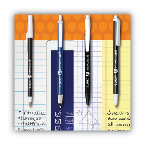 BIC PrevaGuard Ballpoint Pen, Retractable, Medium 1 mm, Black Ink, Black Barrel CSA11BK