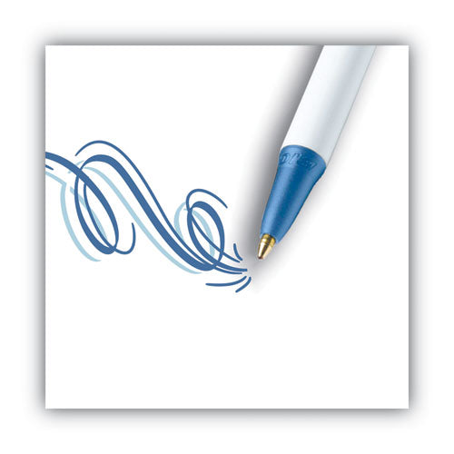 BIC Clic Stic Ballpoint Pen, Retractable, Medium 1 mm, Blue Ink, White Barrel, Dozen CSM11 BLU