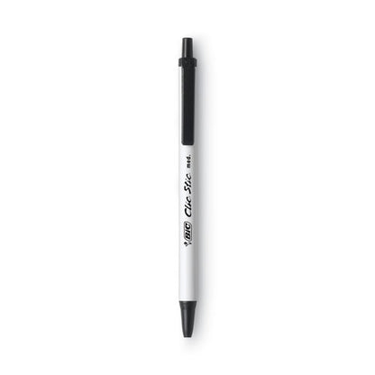 BIC Clic Stic Ballpoint Pen, Retractable, Medium 1 mm, Black Ink, White Barrel, Dozen CSM11 BLK