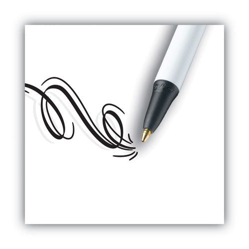 BIC Clic Stic Ballpoint Pen, Retractable, Medium 1 mm, Black Ink, White Barrel, Dozen CSM11 BLK