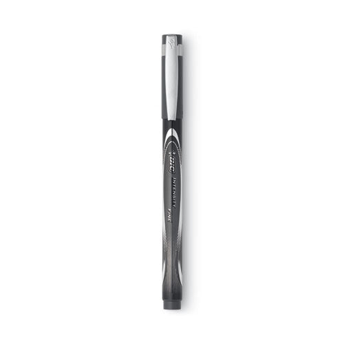 BIC Intensity Porous Point Pen, Stick, Fine 0.5 mm, Black Ink, Black Barrel, Dozen FPIN11-BK