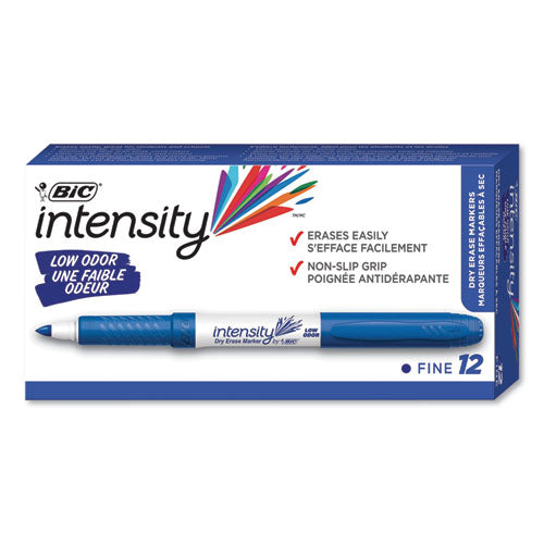 BIC Intensity Low Odor Fine Point Dry Erase Marker, Fine Bullet Tip, Blue, Dozen GDE11 BLU