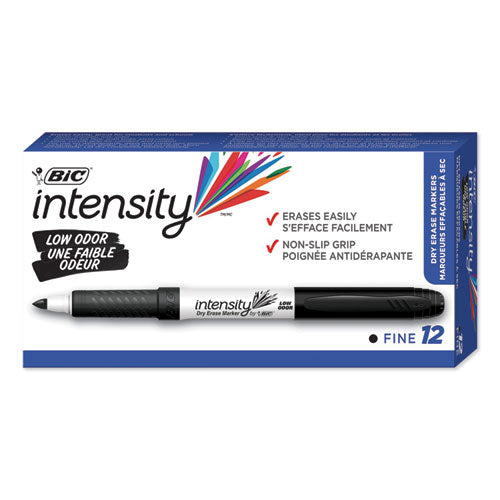 BIC Intensity Low Odor Fine Point Dry Erase Marker, Fine Bullet Tip, Black, Dozen GDE11 BLK