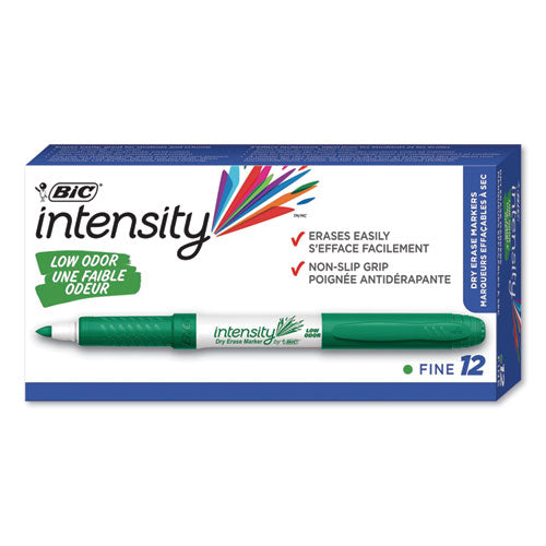 BIC Intensity Low Odor Fine Point Dry Erase Marker, Fine Bullet Tip, Green, Dozen GDE11 GRN