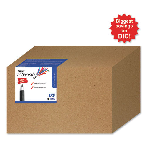 BIC Intensity Low Odor Fine Point Dry Erase Marker Xtra Value Pack, Fine Bullet Tip, Black, 175-Carton GDE175BK