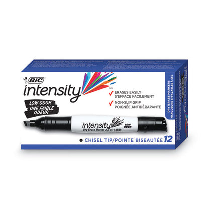 BIC Intensity Low Odor Chisel Tip Dry Erase Marker, Broad Chisel Tip, Black, Dozen GDEM11 BLK