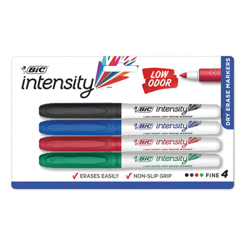 BIC Intensity Low Odor Fine Point Dry Erase Marker, Fine Bullet Tip, Assorted Colors, 4-Set GDEP41 AST