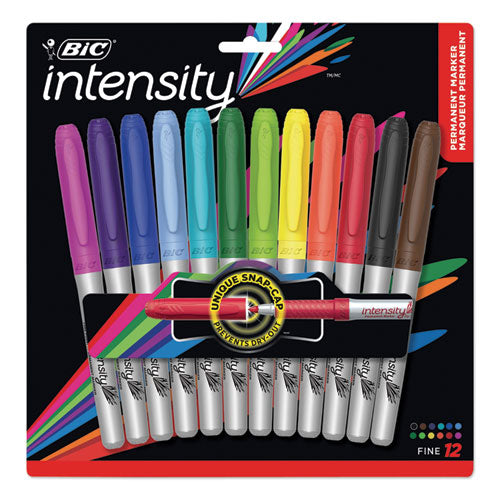BIC Intensity Fine Tip Permanent Marker, Fine Bullet Tip, Assorted Colors, 12-Set GPMAP12 AST