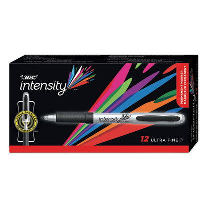 BIC Intensity Ultra Fine Tip Permanent Marker, Extra-Fine Needle Tip, Tuxedo Black, Dozen GPMU11 BLK