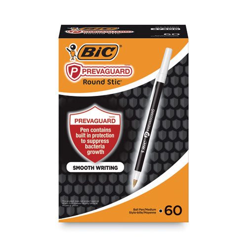 BIC PrevaGuard Ballpoint Pen, Stick, Medium 1 mm, Black Ink-Black Barrel, 60-Pack GSAM60BK