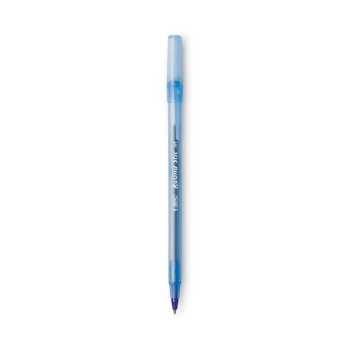 BIC Round Stic Xtra Life Ballpoint Pen, Stick, Medium 1 mm, Blue Ink, Translucent Blue Barrel, Dozen GSM11 BLU