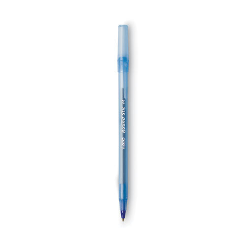 BIC Round Stic Xtra Life Ballpoint Pen Value Pack, Stick, Medium 1 mm, Blue Ink, Translucent Blue Barrel, 60-Box GSM609-BE