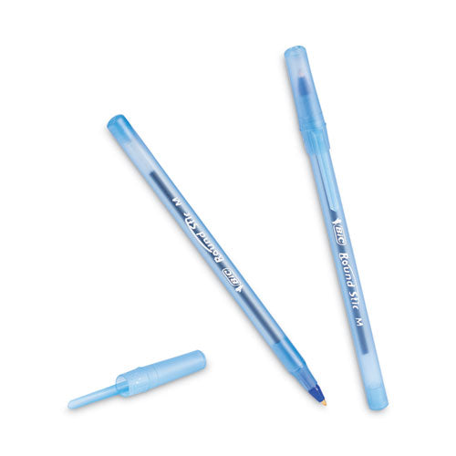 BIC Round Stic Xtra Life Ballpoint Pen Value Pack, Stick, Medium 1 mm, Blue Ink, Translucent Blue Barrel, 60-Box GSM609-BE