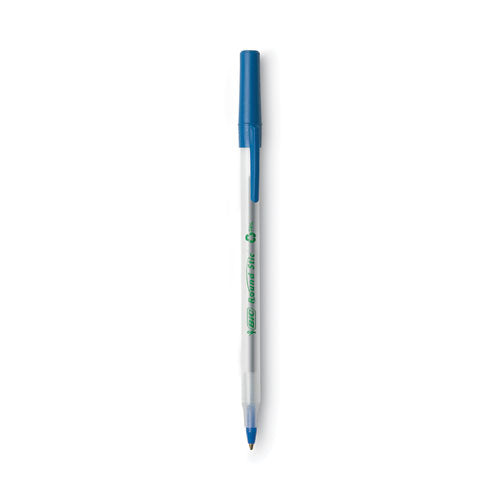 BIC Ecolutions Round Stic Ballpoint Pen Value Pack, Stick, Medium 1 mm, Blue Ink, Clear Barrel, 50-Pack GSME509BE