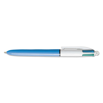 BIC 4-Color Multi-Function Ballpoint Pen, Retractable, Medium 1 mm, Black-Blue-Green-Red Ink, Blue Barrel MM11 AST