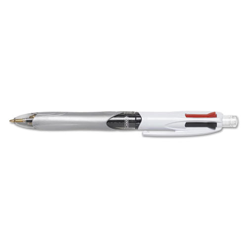BIC 4-Color 3 + 1 Multi-Color Ballpoint Pen-Pencil, Retractable, 1 mm Pen-0.7 mm Pencil, Black-Blue-Red Ink, Gray-White Barrel MMLP1-AST