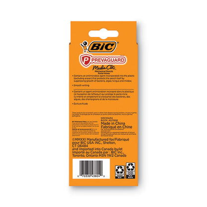 BIC PrevaGuard Media Clic Mechanical Pencils, 0.7 mm, HB (#2), Black Lead, 2 Black Barrel-2 Blue Barrel, 4-Pack MPCMAP4