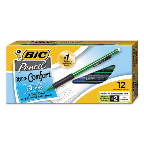 BIC Xtra-Comfort Mechanical Pencil, 0.7 mm, HB (#2.5), Black Lead, Assorted Barrel Colors, Dozen MPG11 BLK