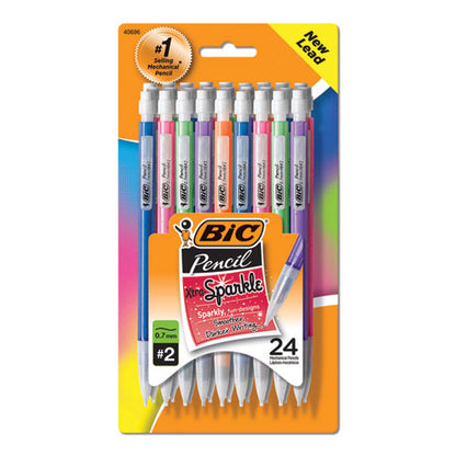 BIC Xtra-Sparkle Mechanical Pencil Value Pack, 0.7 mm, HB (#2.5), Black Lead, Assorted Barrel Colors, 24-Pack MPLP241