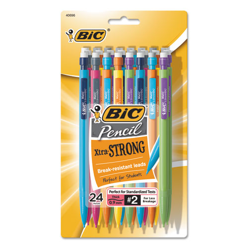 BIC Xtra-Strong Mechanical Pencil Value Pack, 0.9 mm, HB (#2.5), Black Lead, Assorted Barrel Colors, 24-Pack MPLWP241