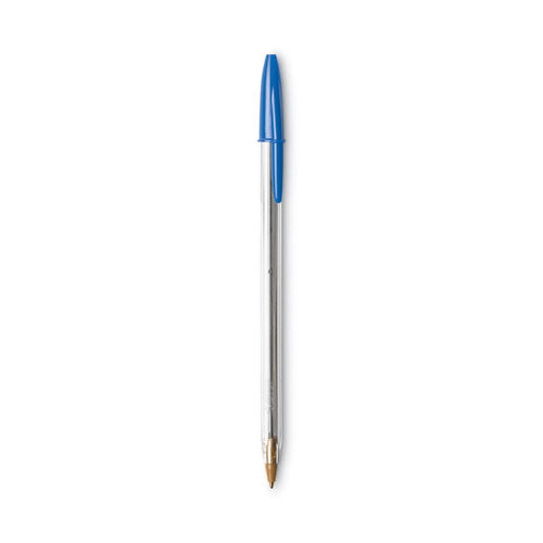 BIC Cristal Xtra Smooth Ballpoint Pen, Stick, Medium 1 mm, Blue Ink, Clear Barrel, Dozen MS11 BLU