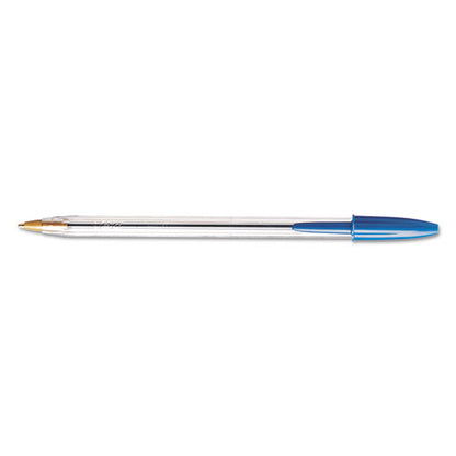 BIC Cristal Xtra Smooth Ballpoint Pen, Stick, Medium 1 mm, Blue Ink, Clear Barrel, Dozen MS11 BLU