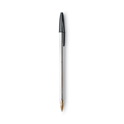 BIC Cristal Xtra Smooth Ballpoint Pen, Stick, Medium 1 mm, Black Ink, Clear Barrel, Dozen MS11 BLK