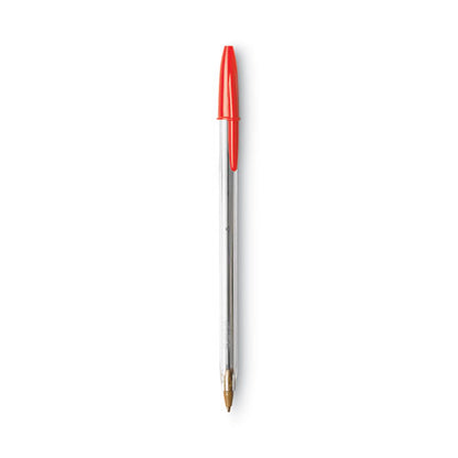 BIC Cristal Xtra Smooth Ballpoint Pen, Stick, Medium 1 mm, Red Ink, Clear Barrel, Dozen MS11 RED