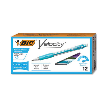 BIC Velocity Original Mechanical Pencil, 0.9 mm, HB (#2.5), Black Lead, Turquoise Barrel, Dozen MV11 BLK