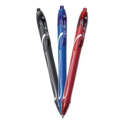 BIC Gel-ocity Quick Dry Gel Pen, Retractable, Fine 0.7 mm, Three Assorted Ink and Barrel Colors, Dozen RGLCG11AST