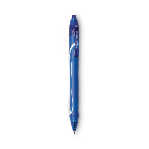 BIC Gel-ocity Quick Dry Gel Pen, Retractable, Medium 0.7 mm, Blue Ink, Blue Barrel, Dozen RGLCG11-BE