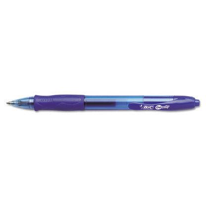 BIC Gel-ocity Gel Pen, Retractable, Medium 0.7 mm, Blue Ink, Translucent Blue Barrel, Dozen RLC11 BLU