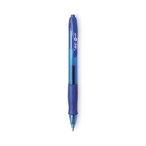 BIC Gel-ocity Gel Pen, Retractable, Medium 0.7 mm, Blue Ink, Translucent Blue Barrel, Dozen RLC11 BLU