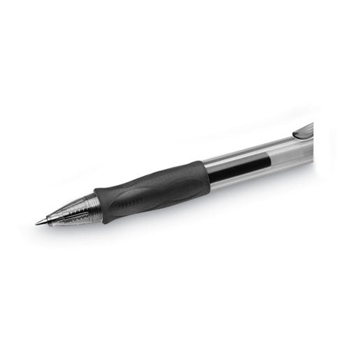 BIC Gel-ocity Gel Pen, Retractable, Medium 0.7 mm, Black Ink, Translucent Black Barrel, Dozen RLC11 BLK