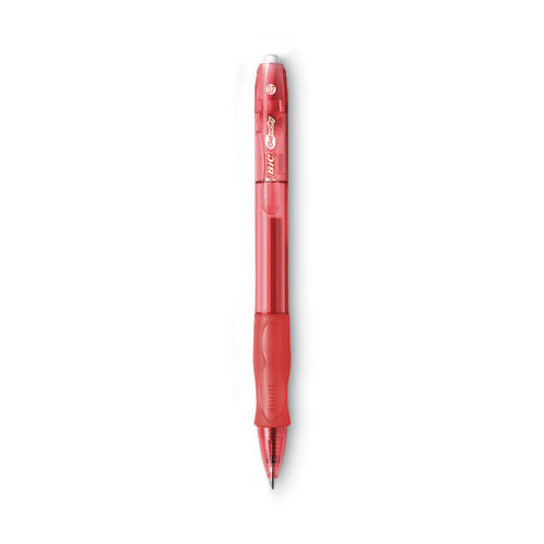 BIC Gel-ocity Gel Pen, Retractable, Medium 0.7 mm, Red Ink, Translucent Red Barrel, Dozen RLC11 RED