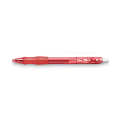 BIC Gel-ocity Gel Pen, Retractable, Medium 0.7 mm, Red Ink, Translucent Red Barrel, Dozen RLC11 RED