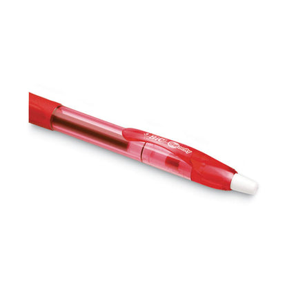 BIC Gel-ocity Gel Pen, Retractable, Medium 0.7 mm, Red Ink, Translucent Red Barrel, Dozen RLC11 RED