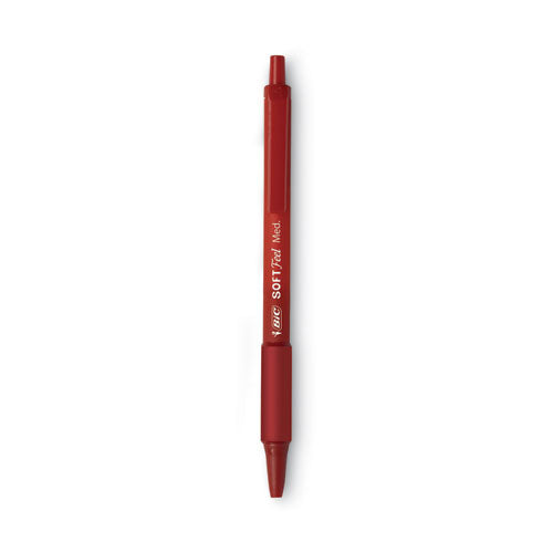 BIC Soft Feel Ballpoint Pen, Retractable, Medium 1 mm, Red Ink, Red Barrel, Dozen SCSM11 RED