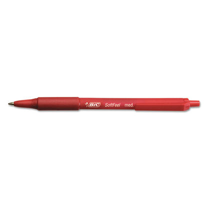 BIC Soft Feel Ballpoint Pen, Retractable, Medium 1 mm, Red Ink, Red Barrel, Dozen SCSM11 RED