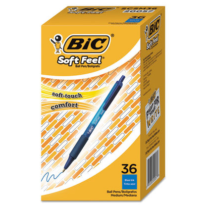 BIC Soft Feel Ballpoint Pen Value Pack, Retractable, Medium 1 mm, Blue Ink, Blue Barrel, 36-Pack SCSM361-BE