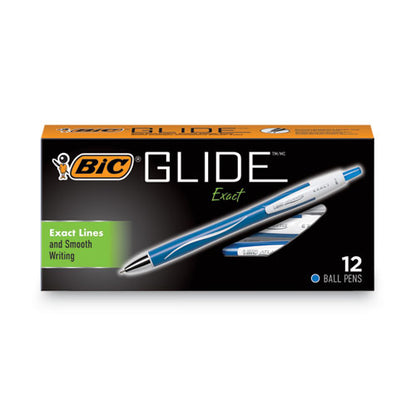 BIC GLIDE Exact Ballpoint Pen, Retractable, Fine 0.7 mm, Blue Ink, Blue Barrel, Dozen VCGN11-BE