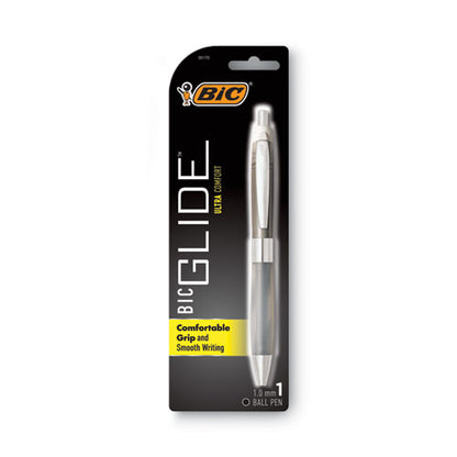 BIC GLIDE Ultra Comfort Ballpoint Pen, Retractable, Medium 1 mm, Black Ink, Randomly Assorted Barrel Colors VCGUP11XBK