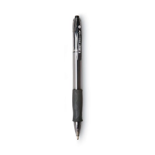 BIC GLIDE Bold Ballpoint Pen, Retractable, Bold 1.6 mm, Black Ink, Smoke Barrel, Dozen VLGB11-BK