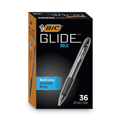 BIC GLIDE Bold Ballpoint Pen Value Pack, Retractable, Bold 1.6 mm, Black Ink, Black Barrel, 36-Pack VLGB361-BLK